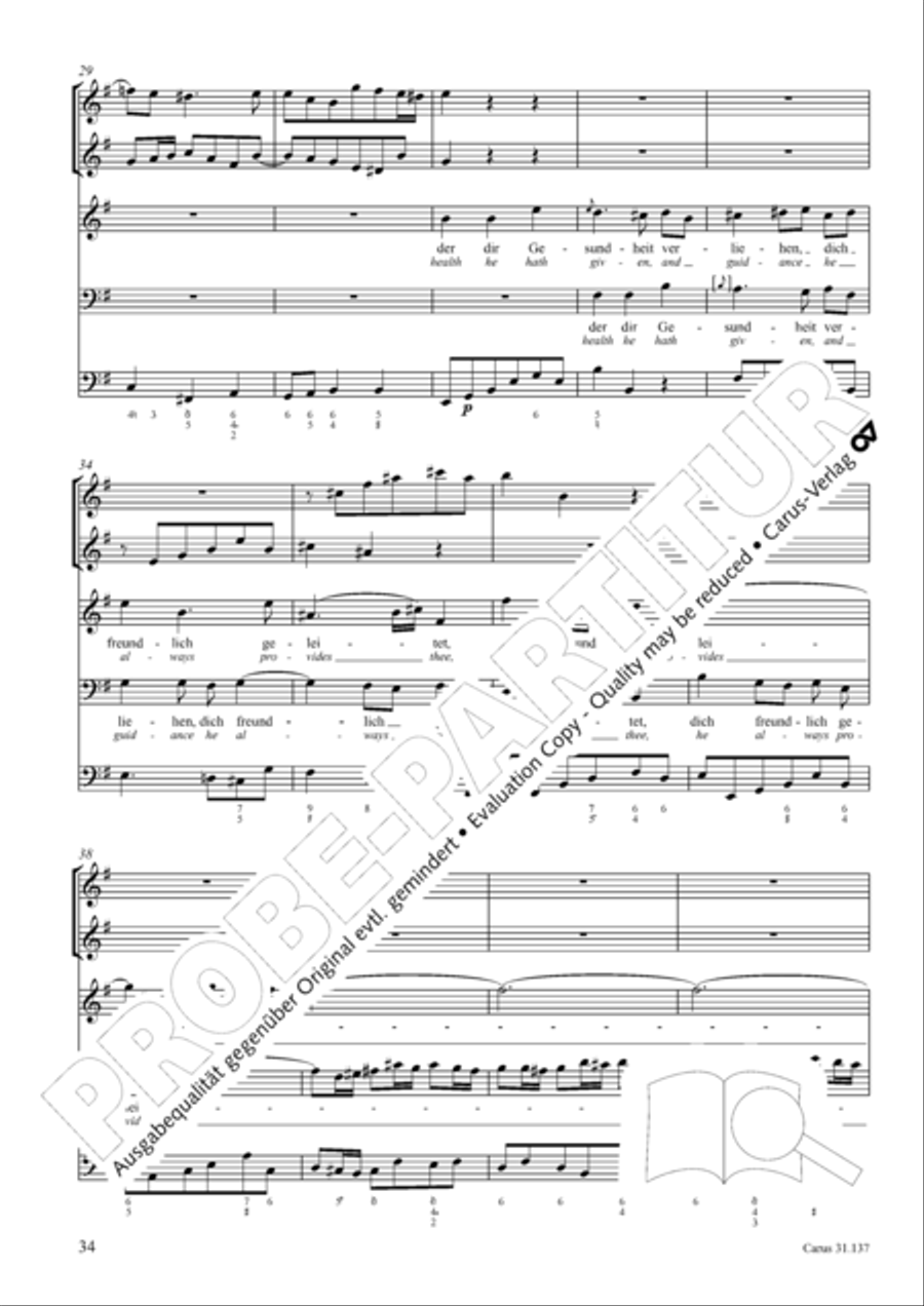 Praise ye, Almighty God, King and our ruler exalted (Lobe den Herren, den machtigen Konig der Ehren) ATB scores gallery preview page 35