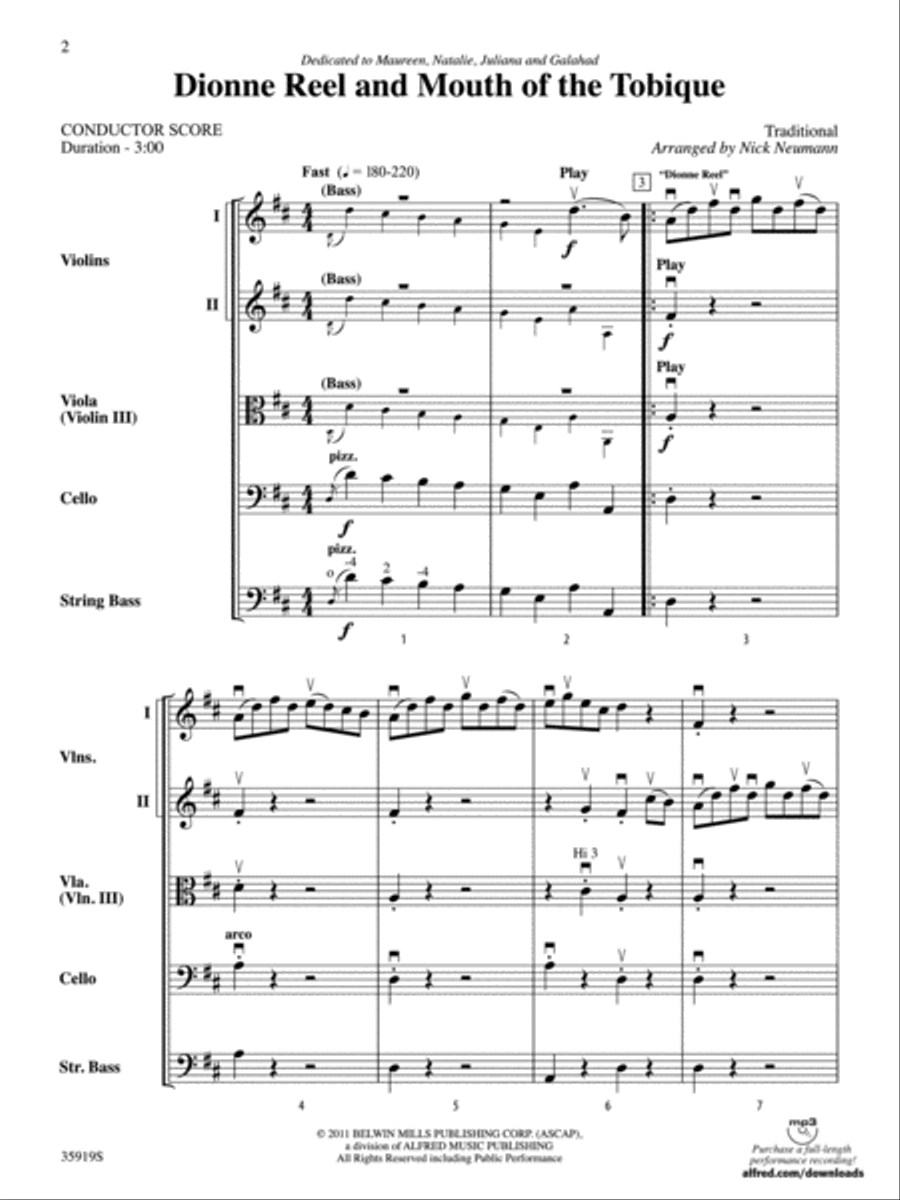 Dionne Reel and Mouth of the Tobique String Orchestra scores gallery preview page 2