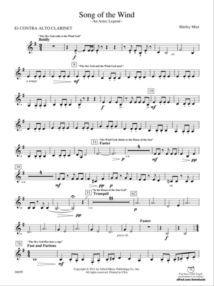 Song of the Wind: (World Part) E-flat Contrabass Clarinet Concert Band scores gallery preview page 1