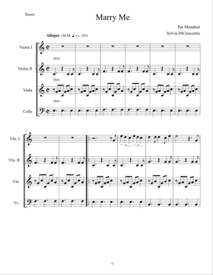 Marry Me String Quartet scores gallery preview page 1