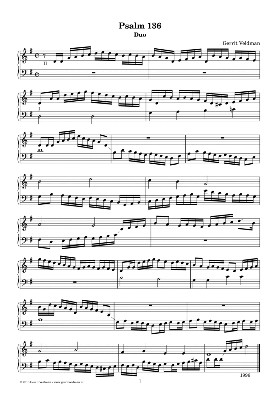 Psalm 136 (duo) Psalm 136 (duo) Organ Solo scores gallery preview page 1