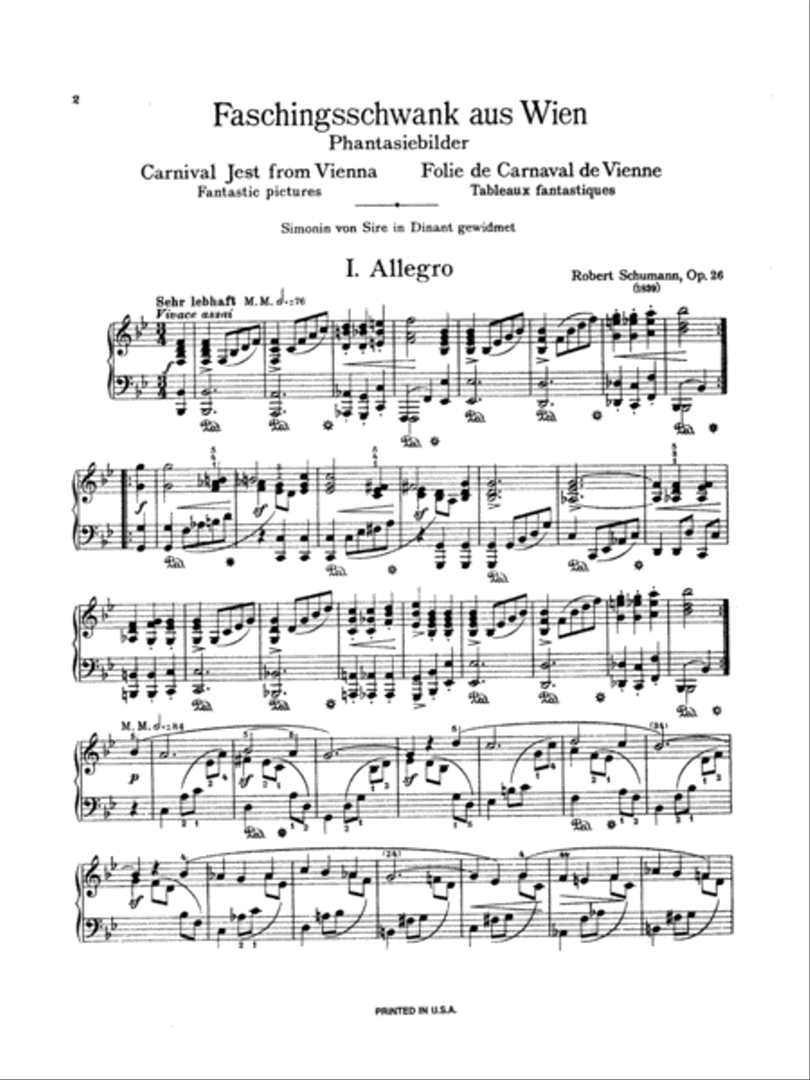 Carnival Jest from Vienna, Op. 26 (Faschingsschwank)