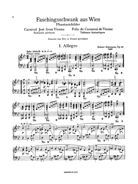 Carnival Jest from Vienna, Op. 26 (Faschingsschwank)