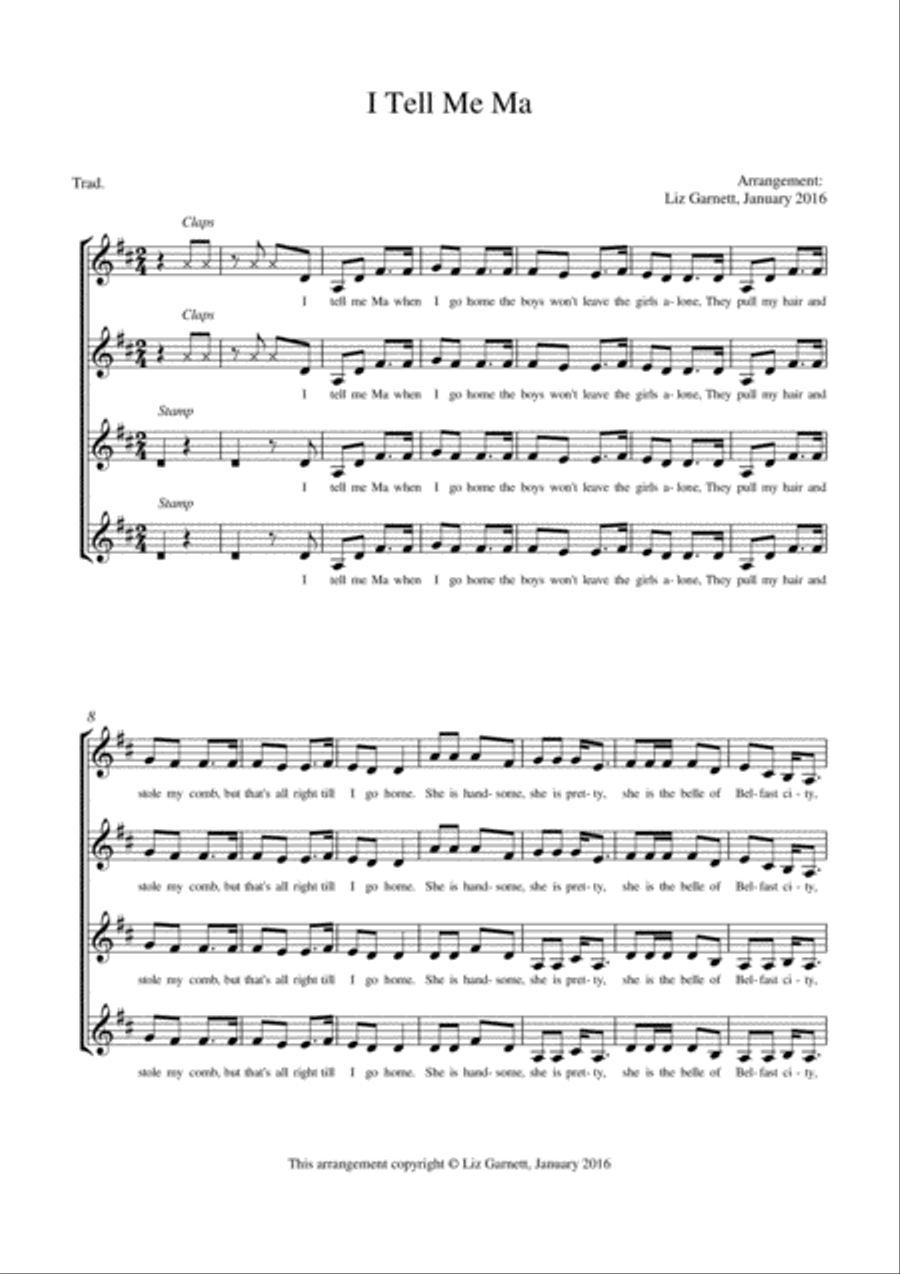 I Tell Me Ma A Cappella scores gallery preview page 1