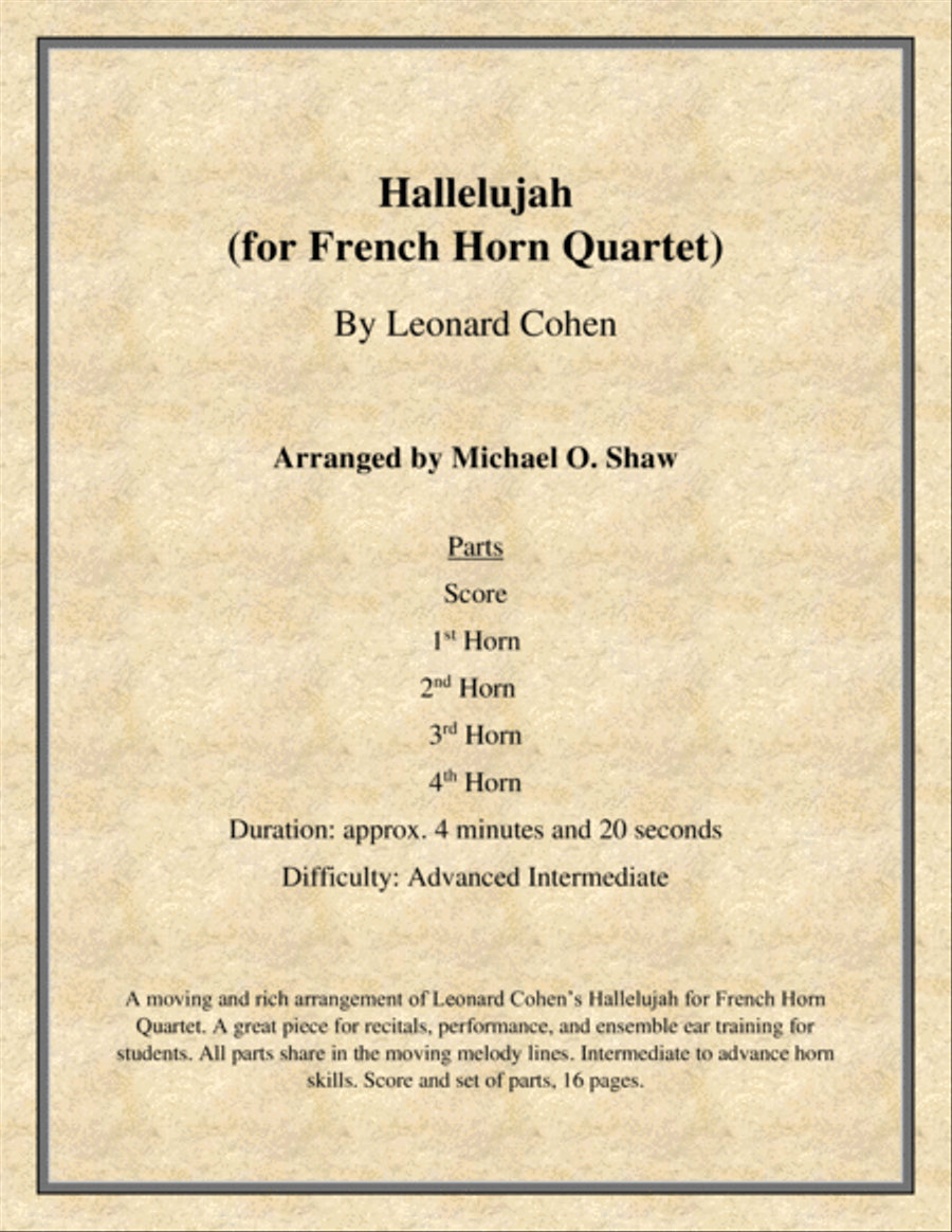 Hallelujah Brass Ensemble scores gallery preview page 1