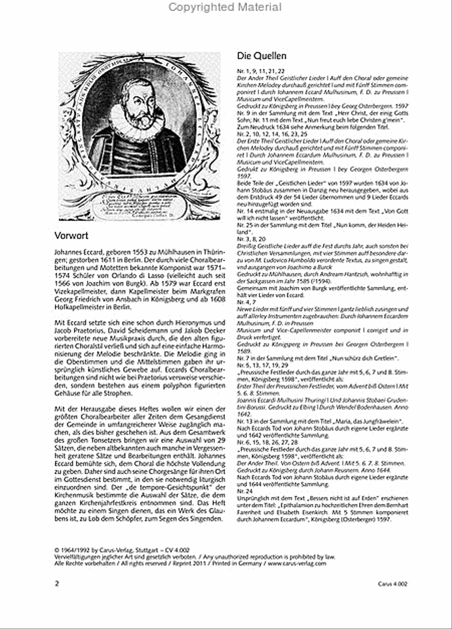 Eccard: 29 Choralbearbeitungen Collection / Songbook scores gallery preview page 3