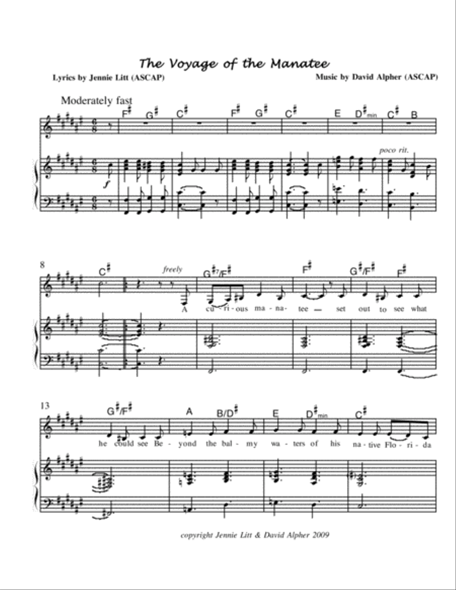 The Voyage of the Manatee Voice scores gallery preview page 1