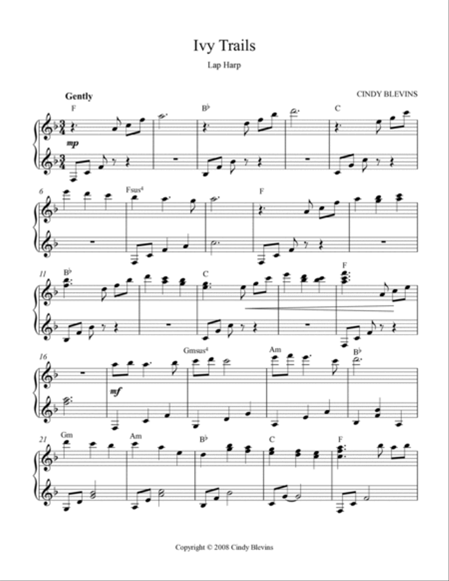 Ivy Trails, original solo for Lap Harp Lap Harp scores gallery preview page 2