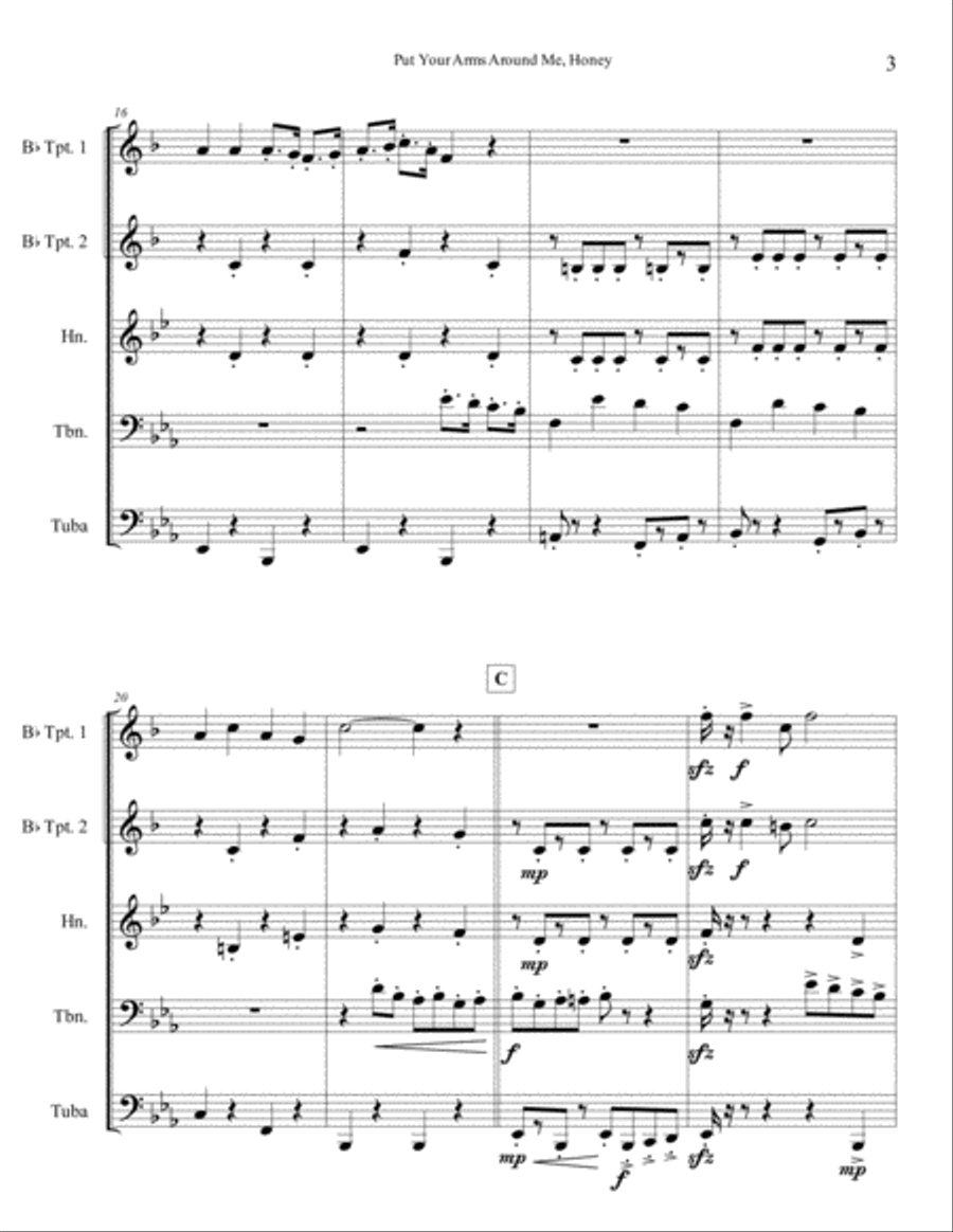 Put Your Arms Around Me, Honey Brass Ensemble scores gallery preview page 4