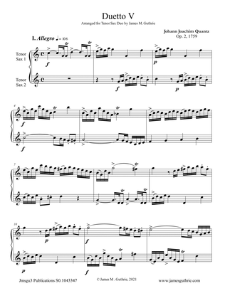 Quantz: Duetto Op. 2 No. 5 for Tenor Sax Duo
