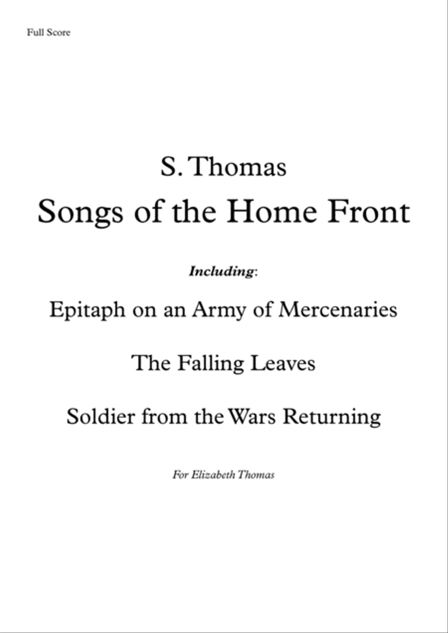Songs of the Home Front - Sebastian Thomas Voice Solo scores gallery preview page 1