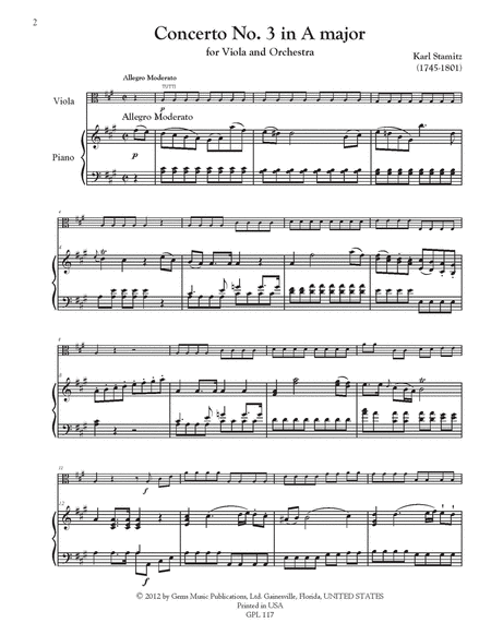Concerto No. 3 in A major Viola and Orchestra