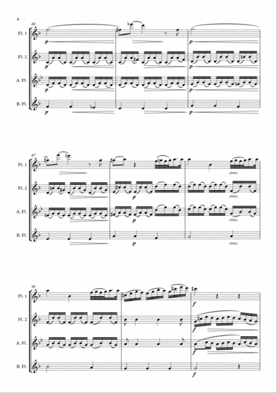 Dance of the Blessed Spirits arranged for Flute Quartet Flute Quartet scores gallery preview page 6