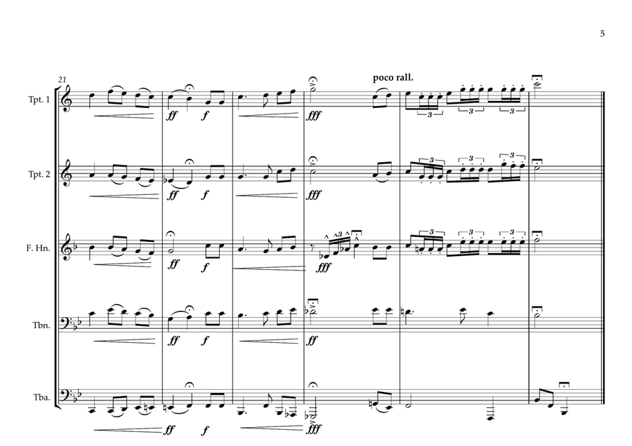United States of America National Anthem (The Star Spangled Banner) for Brass Quintet Brass Quintet scores gallery preview page 5
