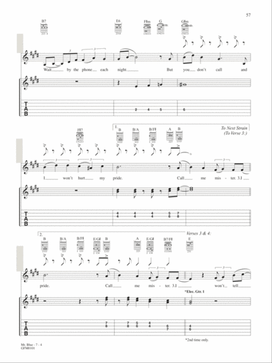 Mister Blue Mister Blue Guitar Tablature scores gallery preview page 4