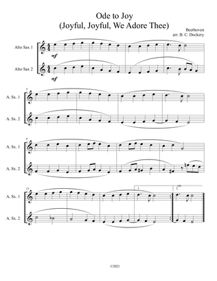 Book cover for Ode to Joy (Joyful, Joyful, We Adore Thee) for alto sax duet