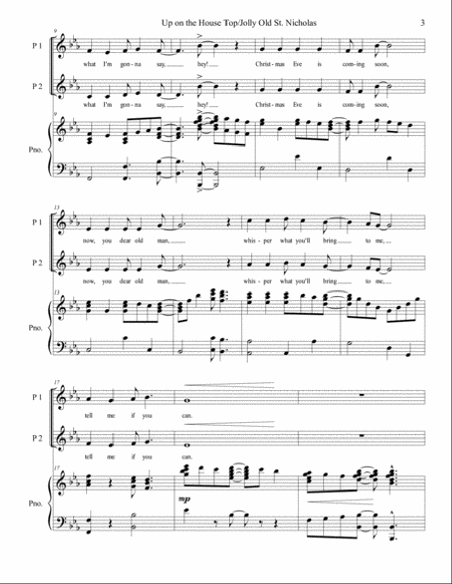 Up On the House Top/Jolly Old St. Nicholas - Two-Part chorus SA scores gallery preview page 3