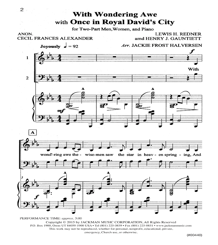 With Wondering Awe and Once in Royal David's City Piano Solo scores gallery preview page 2