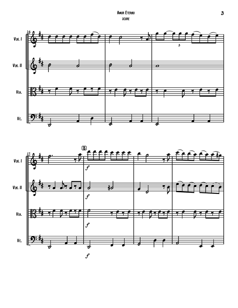 Amor Eterno (el Mas Triste Recuerdo) String Quartet scores gallery preview page 4