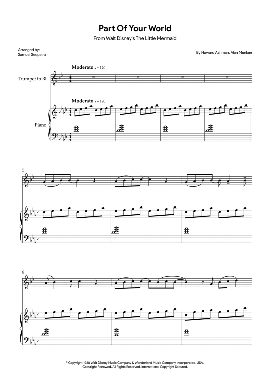 Part Of Your World (reprise) B-Flat Trumpet scores gallery preview page 1