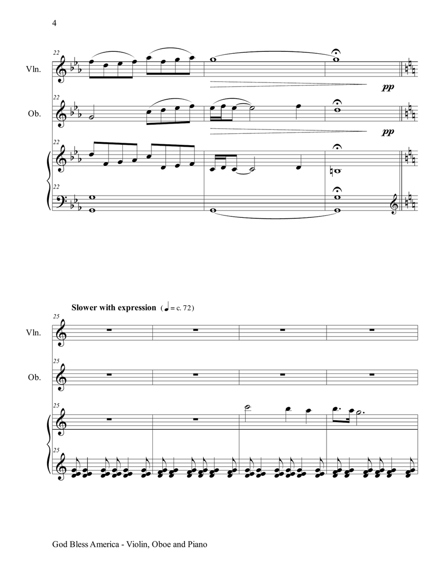 God Bless America Oboe scores gallery preview page 5