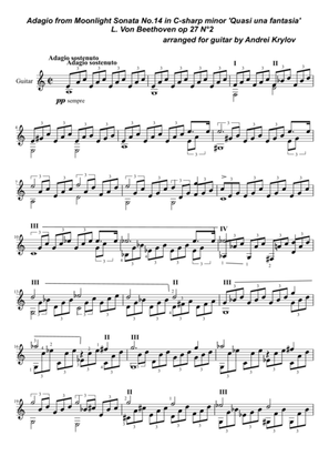 Book cover for Adagio from "Moonlight Sonata", Piano Sonata No. 14 in C-sharp minor "Quasi una fantasia", Op. 27, N
