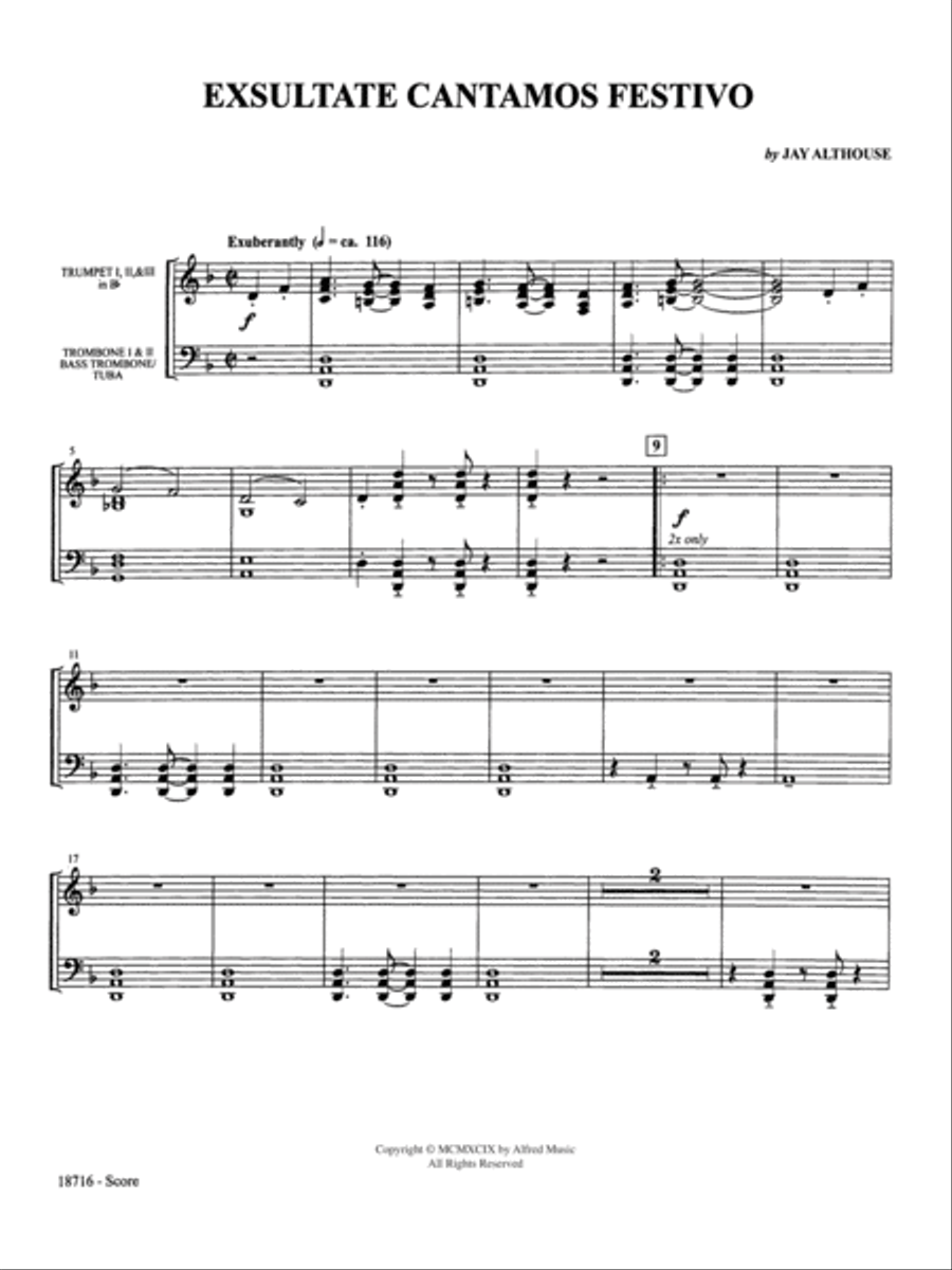Exsultate Cantamos Festivo: Score Choir scores gallery preview page 1