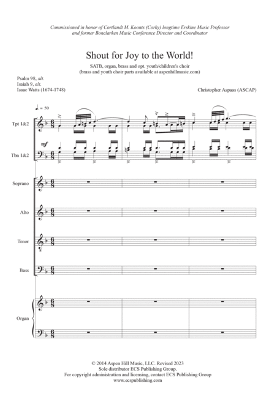 Shout for Joy to the World (Downloadable Brass Full Score) Choir scores gallery preview page 2