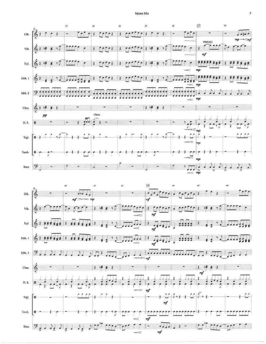 Mama Mia Percussion Ensemble scores gallery preview page 3