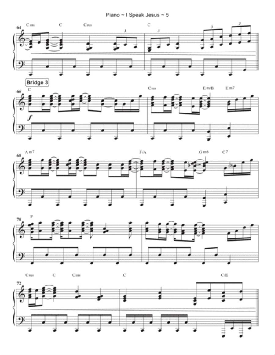 I Speak Jesus Piano Solo scores gallery preview page 6