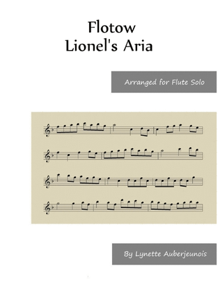 Book cover for Lionel’s Aria - Flute Solo