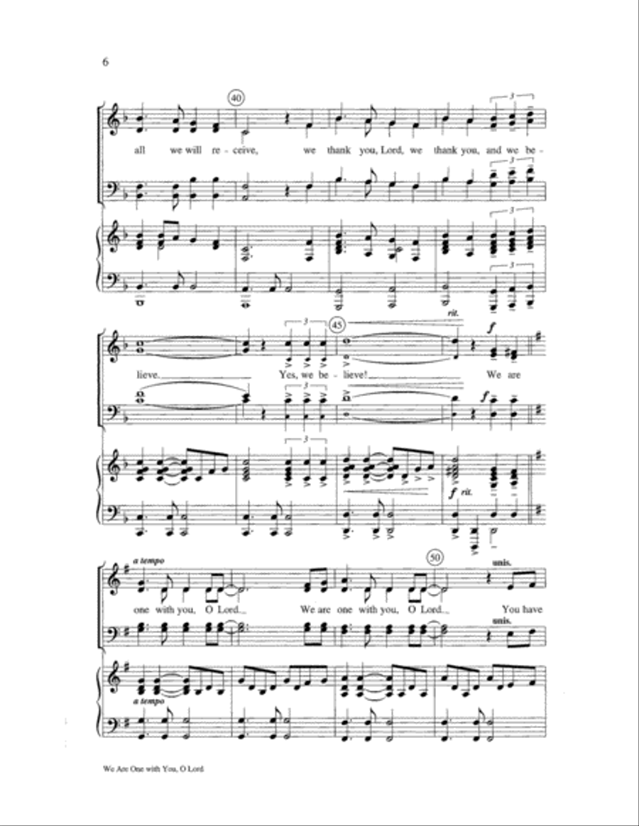 We Are One with You, O Lord 4-Part scores gallery preview page 6
