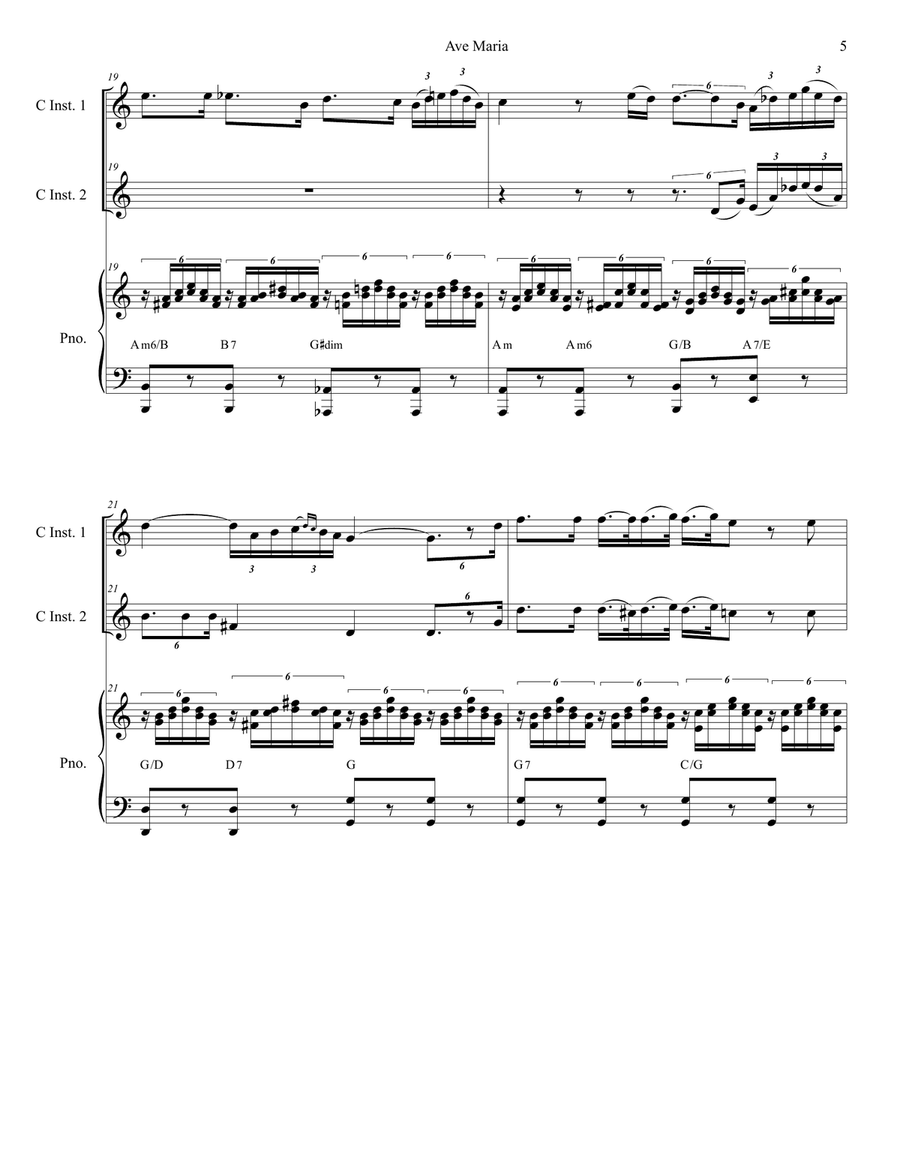 Ave Maria (Duet for C-Instruments) Woodwind Duet scores gallery preview page 5
