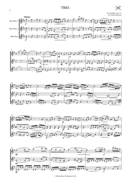 Goepfart Trio OP. 73 arr. for two alto flutes and bass flute image number null