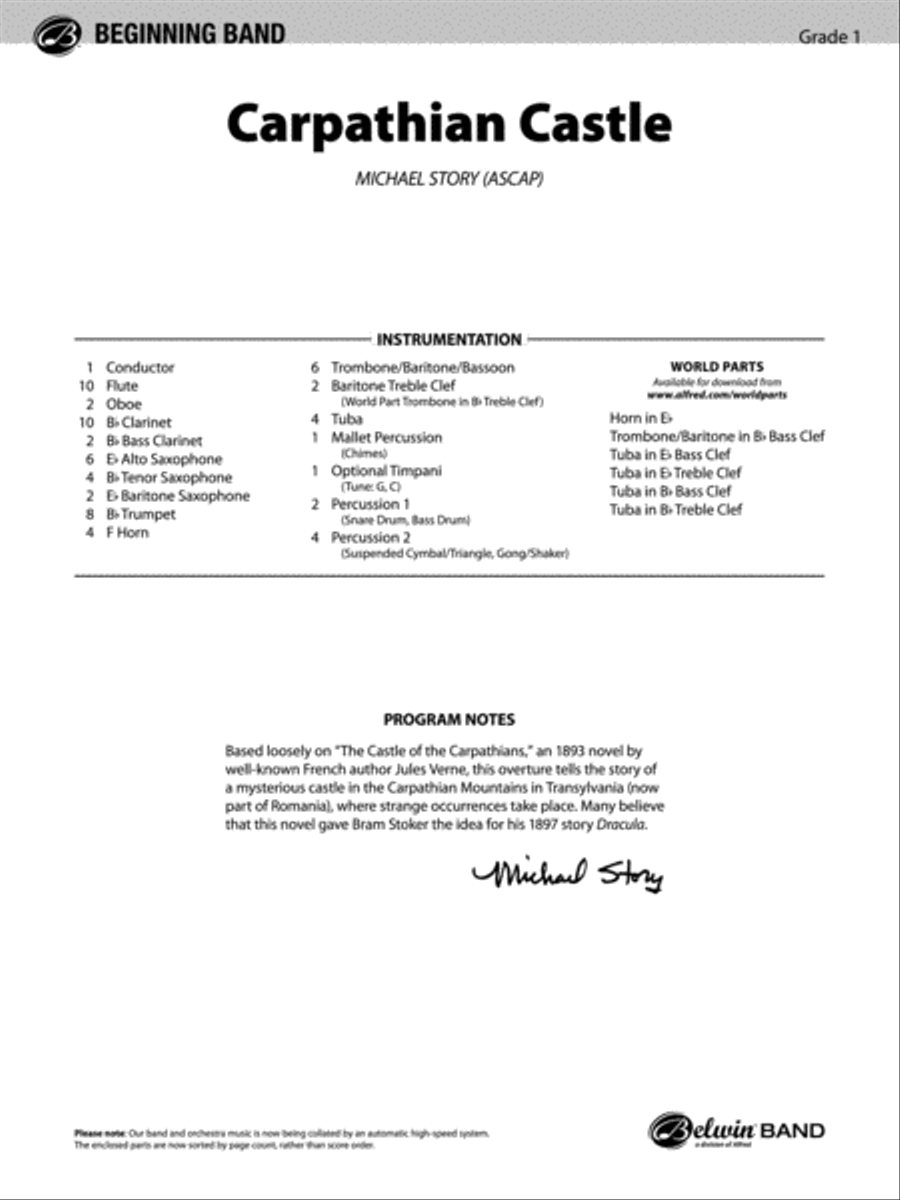 Carpathian Castle: Score Carpathian Castle: Score Concert Band scores gallery preview page 1