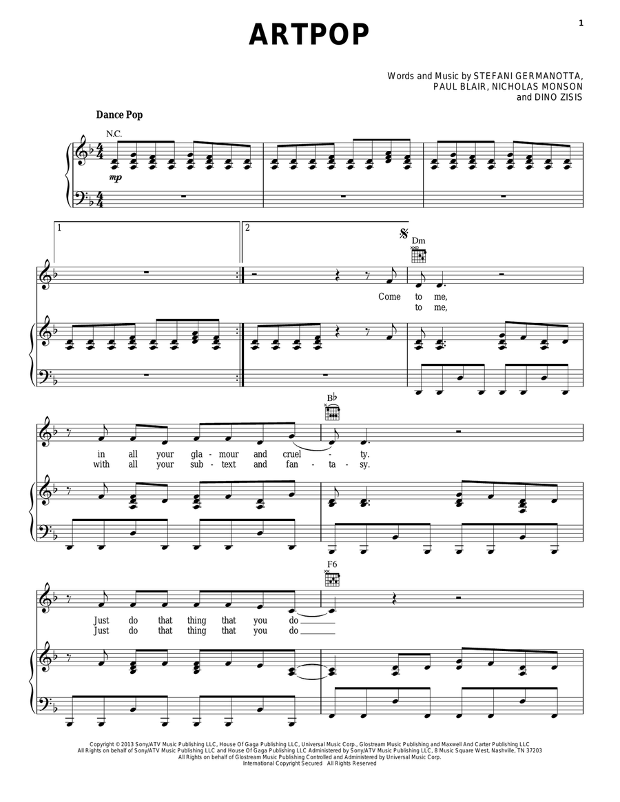 ARTPOP Acoustic Guitar scores gallery preview page 1