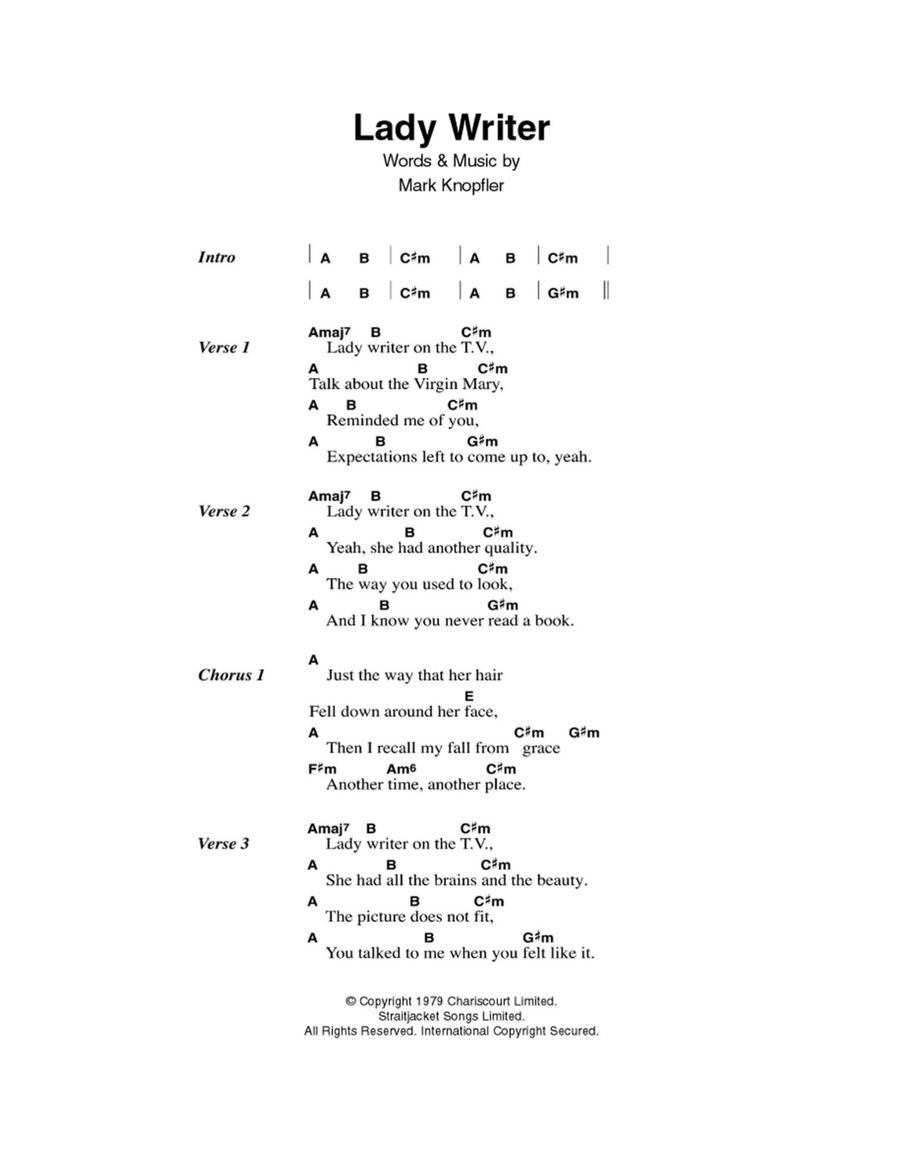 Lady Writer Easy Guitar scores gallery preview page 1