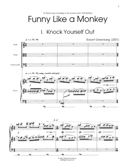 Funny Like a Monkey, for piano quartet