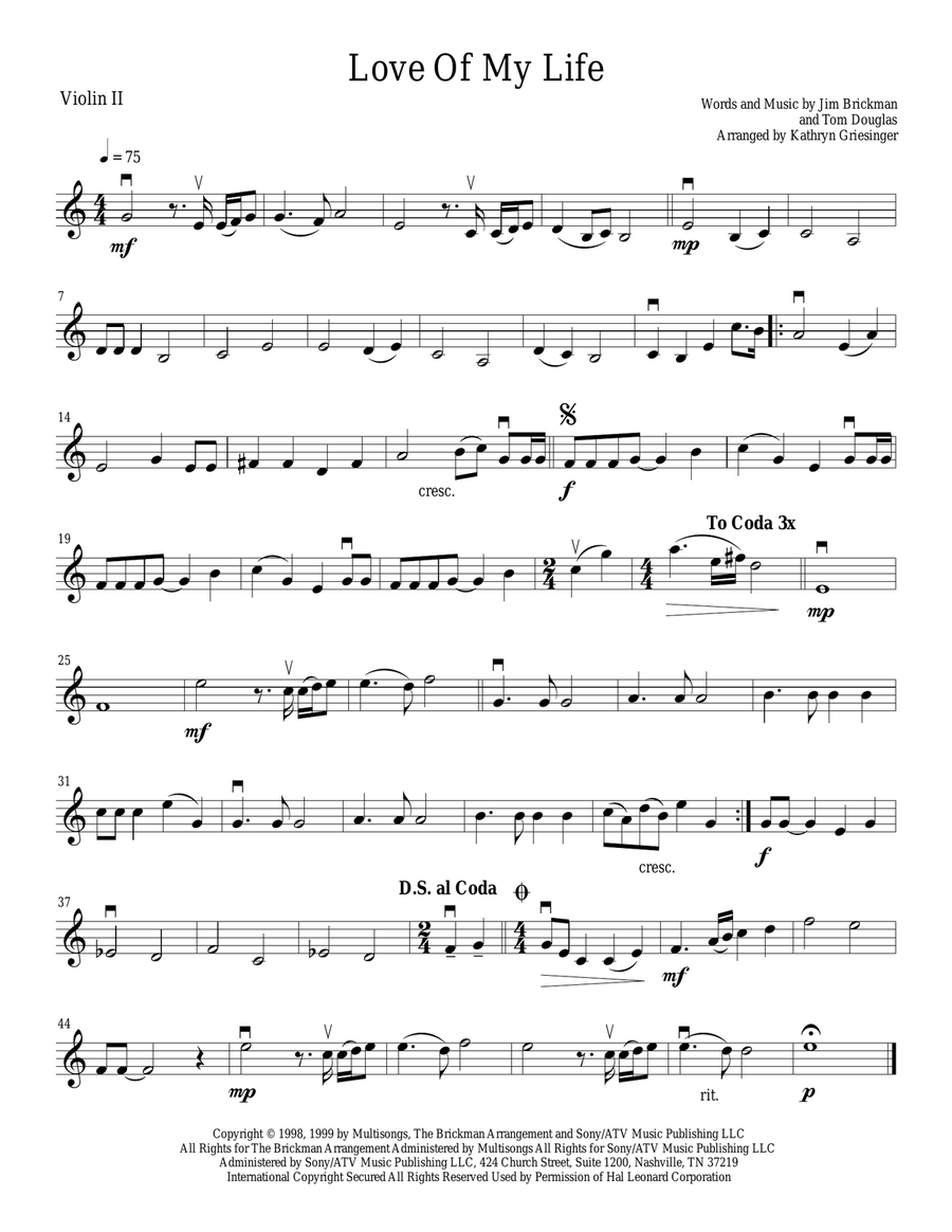 Love Of My Life String Quartet scores gallery preview page 3