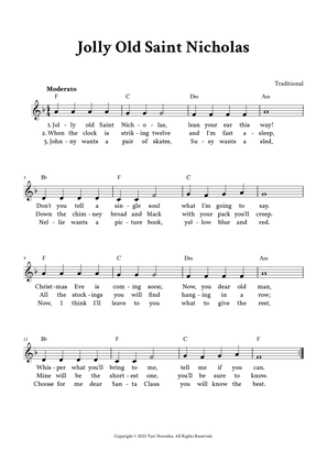 Jolly Old Saint Nicholas - Lead Sheet (F Major)