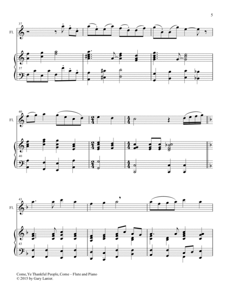THREE THANKSGIVING HYMNS for Flute & Piano (Score and Parts included) image number null