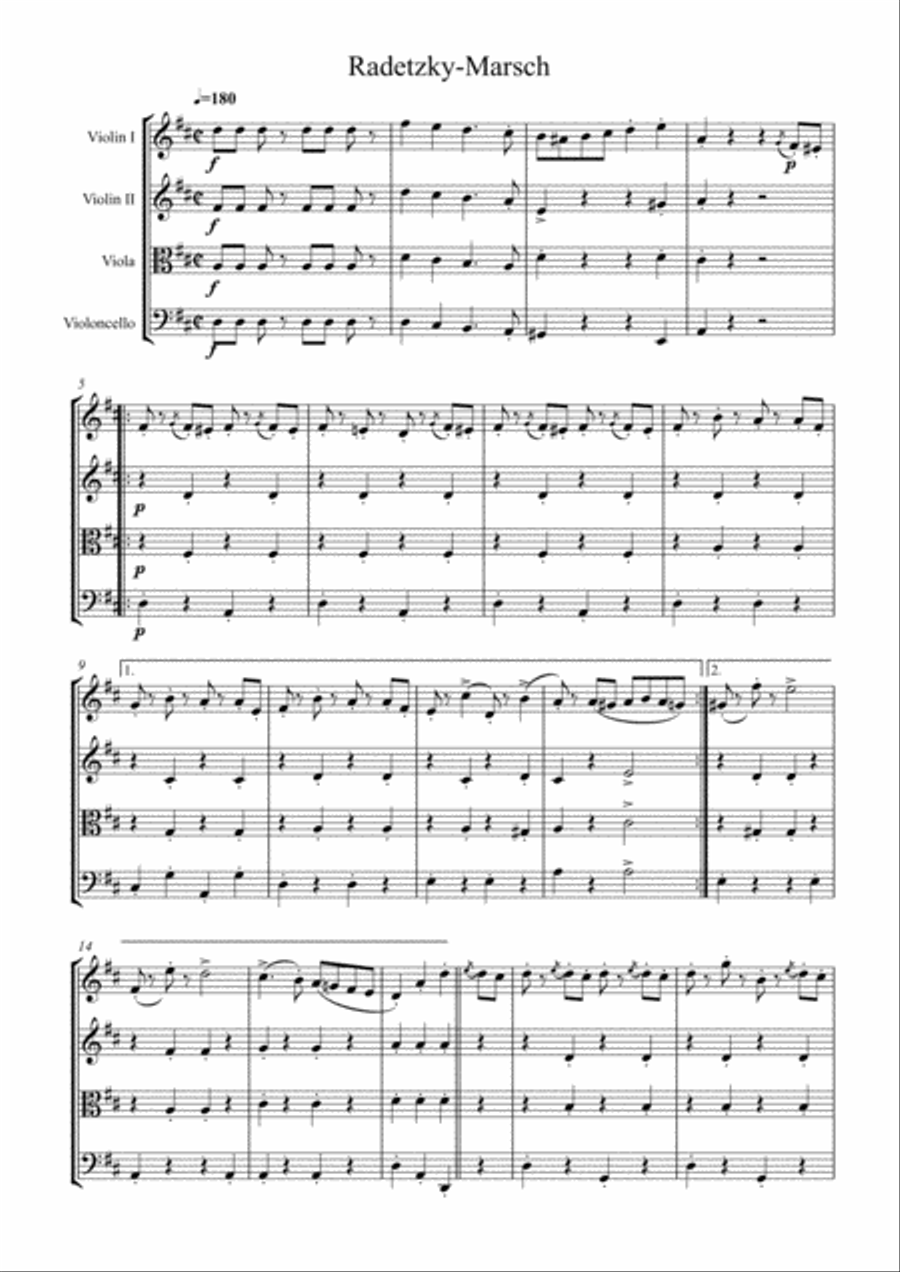Radetzky March String Quartet scores gallery preview page 2