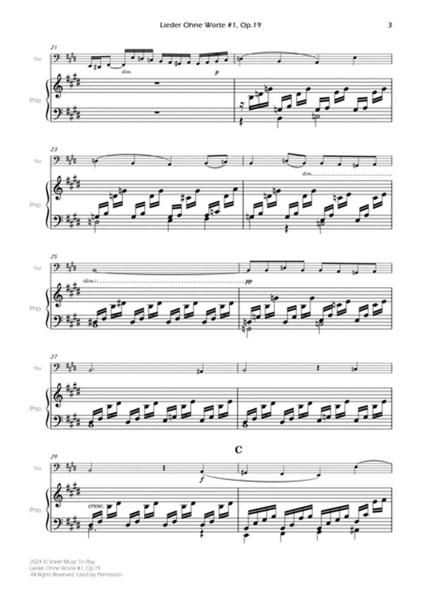 Songs Without Words No.1, Op.19 - Tuba and Piano (Full Score and Parts) image number null