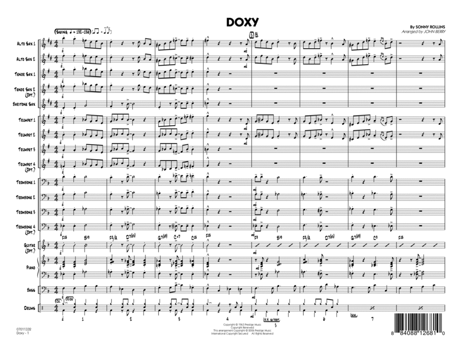 Doxy - Full Score Jazz Ensemble scores gallery preview page 1
