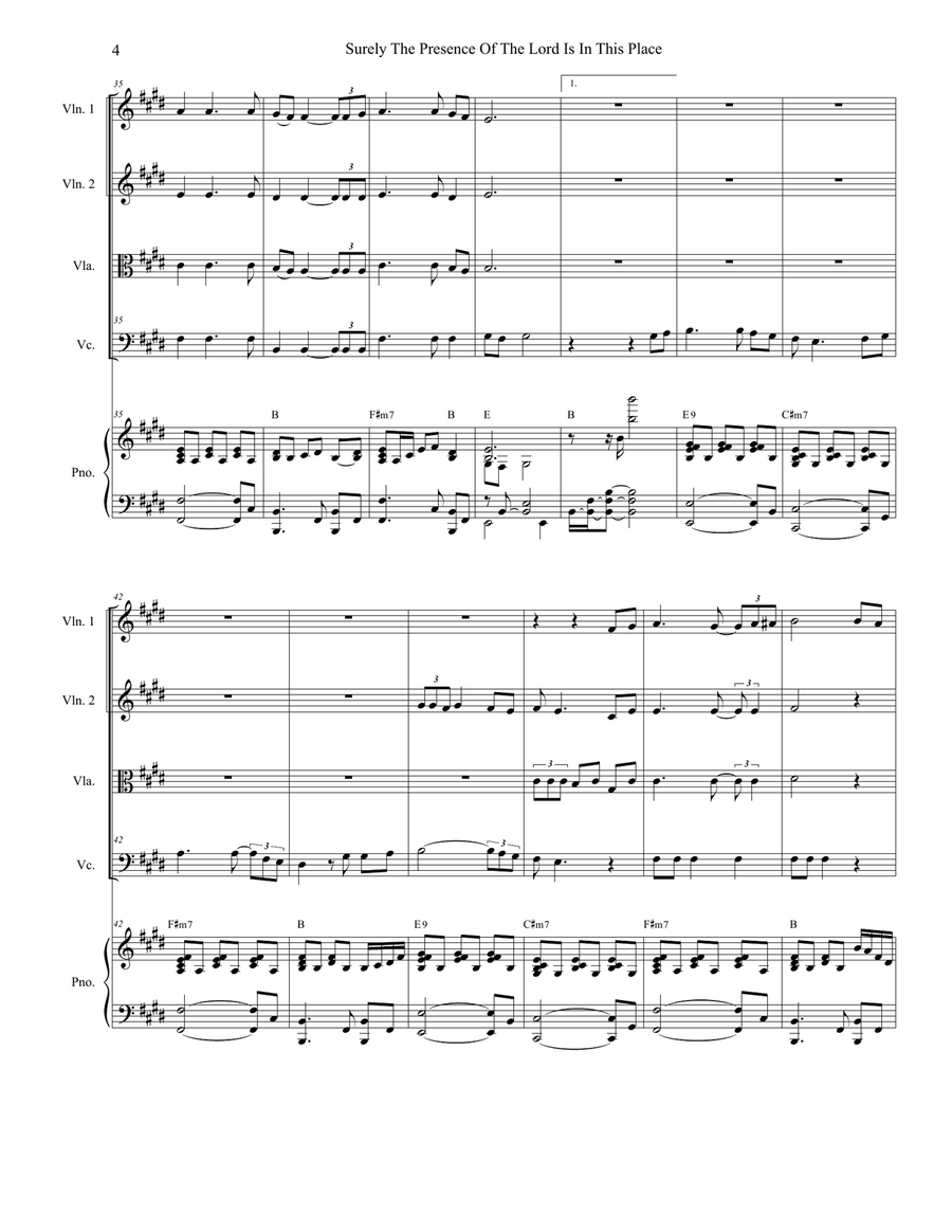 Surely The Presence Of The Lord Is In This Place String Quartet scores gallery preview page 4