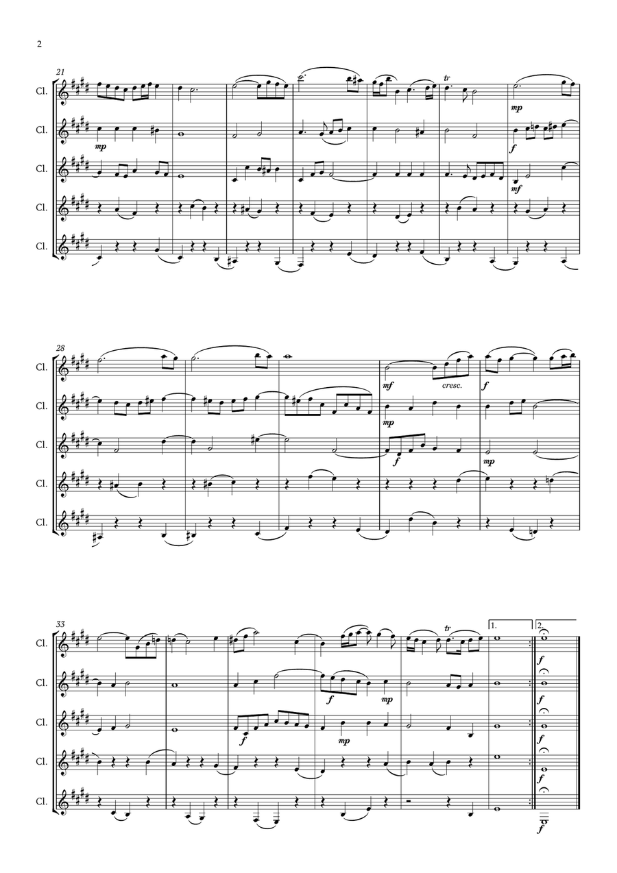 5 Famous Songs by Bach for Clarinet Quintet Clarinet Quintet scores gallery preview page 4