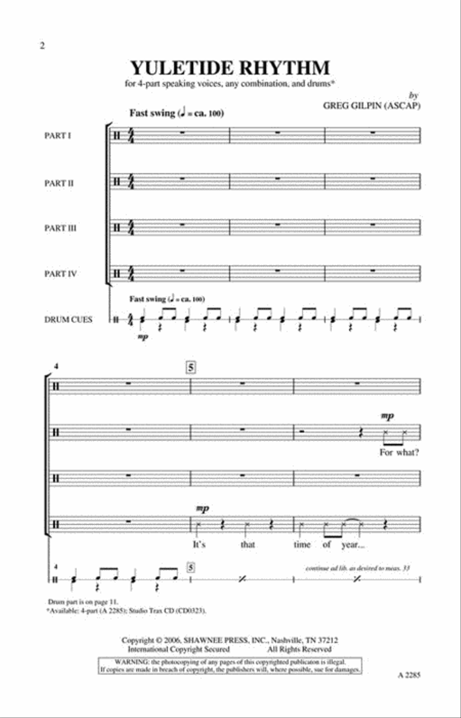 Yuletide Rhythm Yuletide Rhythm 4-Part scores gallery preview page 2
