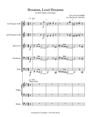 Hosanna, Loud Hosanna (Brass Quintet, opt. Organ)