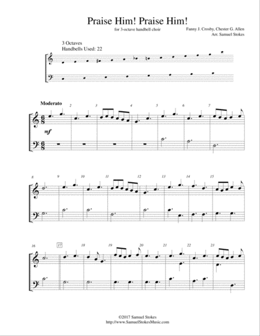 Praise Him! Praise Him! - for 3-octave handbell choir 3-Octaves scores gallery preview page 1