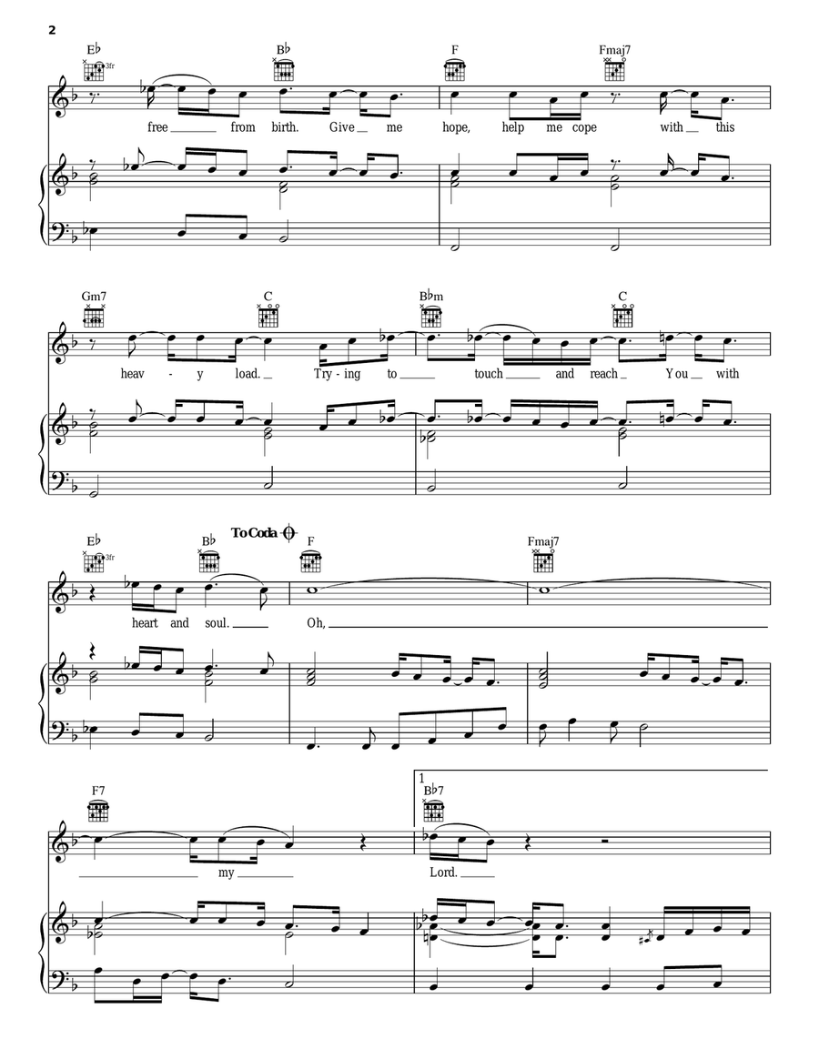 Give Me Love (Give Me Peace On Earth) Piano, Vocal, Guitar scores gallery preview page 2